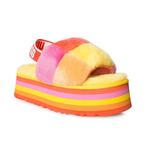 UGG Disco Checker Slide Pride Rainbow Yellow Sandals - Women's